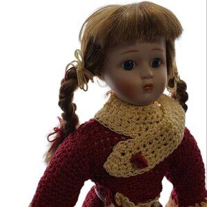 HappyLand Heirloom 16" inch Porcelain Doll OOAK Handmade Knitted Traveling Suit